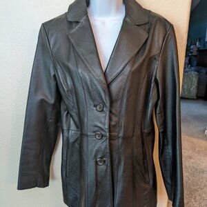 George Women's Black Leather Jacket Medium